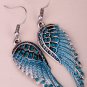 Angel wings dangle earring antique gold silver color W crystal women biker bling