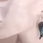 Angel wings dangle earring antique gold silver color W crystal women biker bling