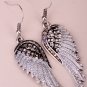 Angel wings dangle earring antique gold silver color W crystal women biker bling