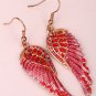 Angel wings dangle earring antique gold silver color W crystal women biker bling