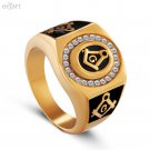 Stainless steel freemason ring wholesale ring Men Gold Masonic ring Size 7-13