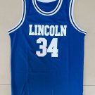 Jesus Shuttlesworth #34 Lincoln Basketball Jersey He Got Game All Stitched Blue