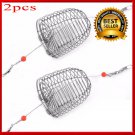 2PCS Stainless Steel Wire Fishing Lure Cage Small Bait Cage Fishing Basket