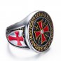 Stainless Steel Gold/Silver Iron Knights Templar Cross Ring Cubic Zirconia