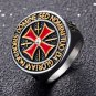 Stainless Steel Gold/Silver Iron Knights Templar Cross Ring Cubic Zirconia