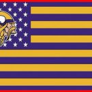 NEW Minnesota Vikings Flag with Star and Stripes 3x5FT Yellow&Purple Patchwork