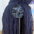 Voodoo Shrunken Head Skull Halloween Prop Medieval Clay Statue Decor Art w/ Base