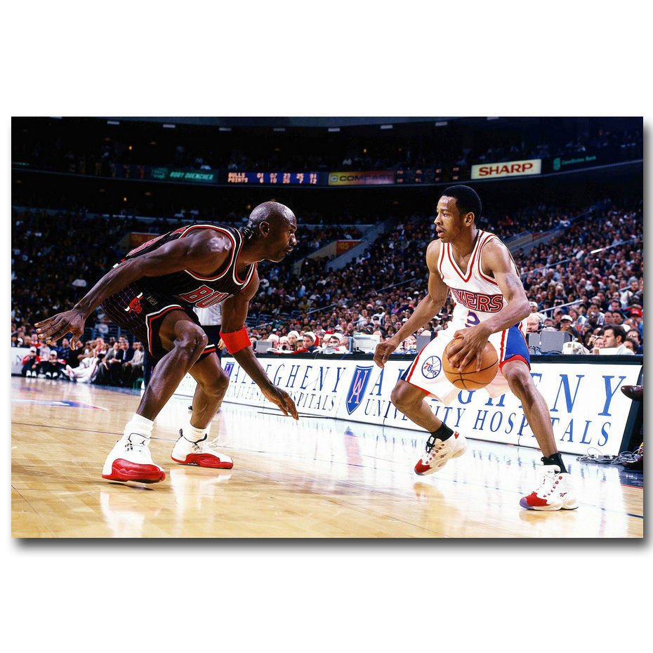 Allen Iverson Vs Michael Jordan Fabric Poster Print 32x24