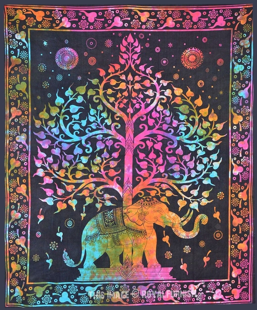 Elephant Mandala Tree Wall Print POSTER Decor 32x24