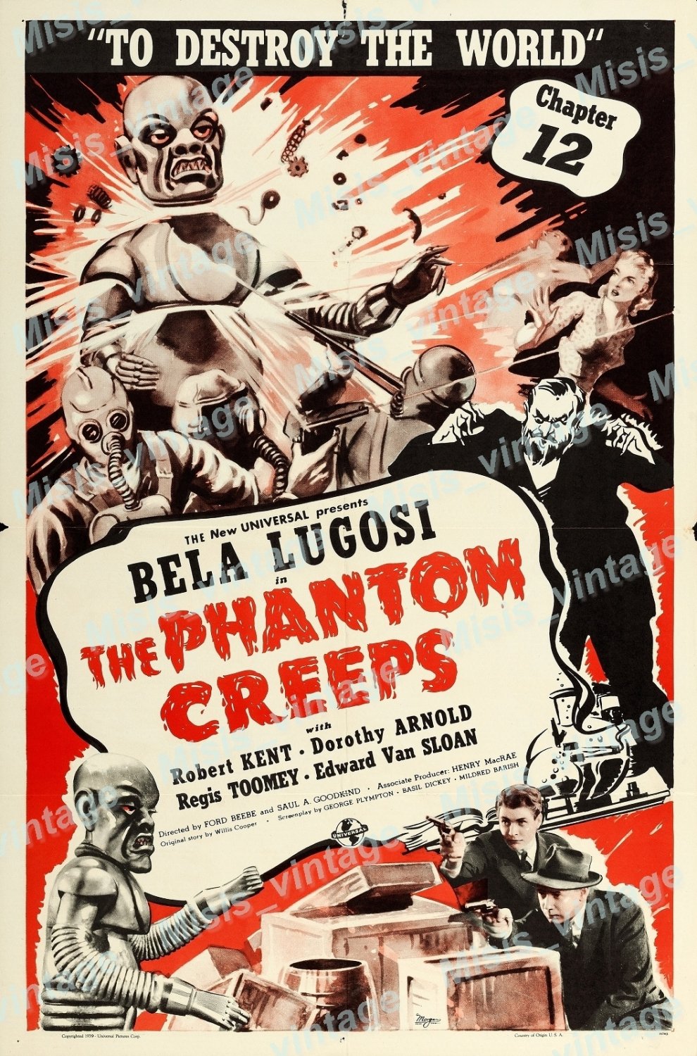 The Phantom Creeps 1939 Vintage Movie Poster Reprint