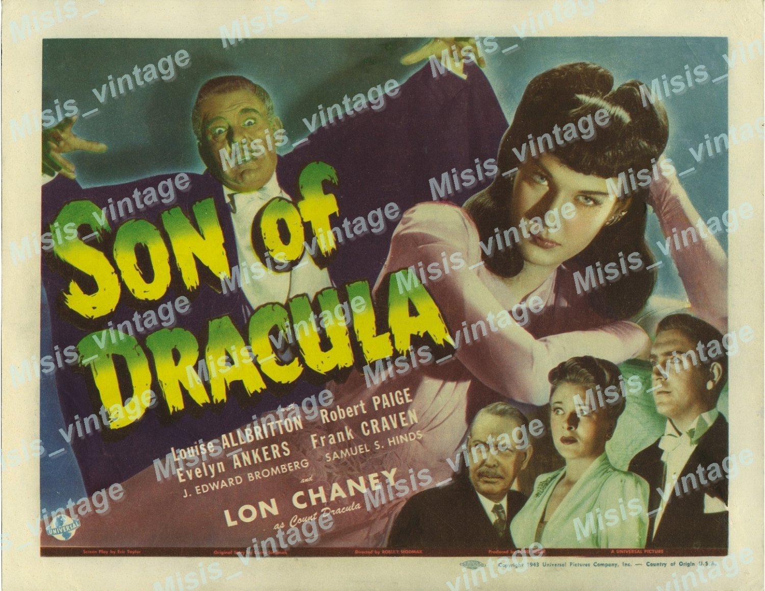 Son Of Dracula 1943 Vintage Movie Poster Reprint 14