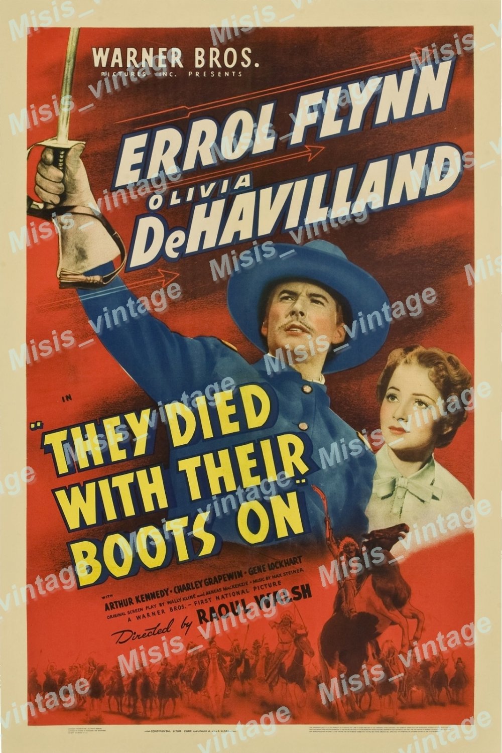 They Died With Their Boots On 1941 Vintage Movie Poster Reprint 8