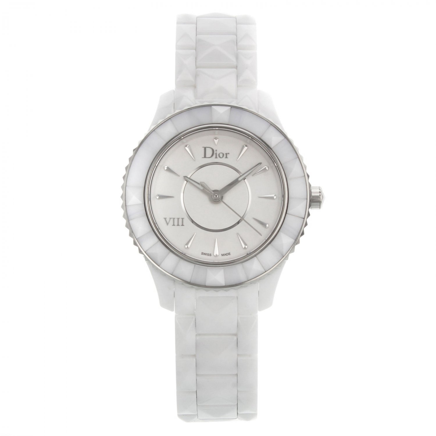Christian Dior Viii White Ceramic Silver Dial Quartz Ladies Watch