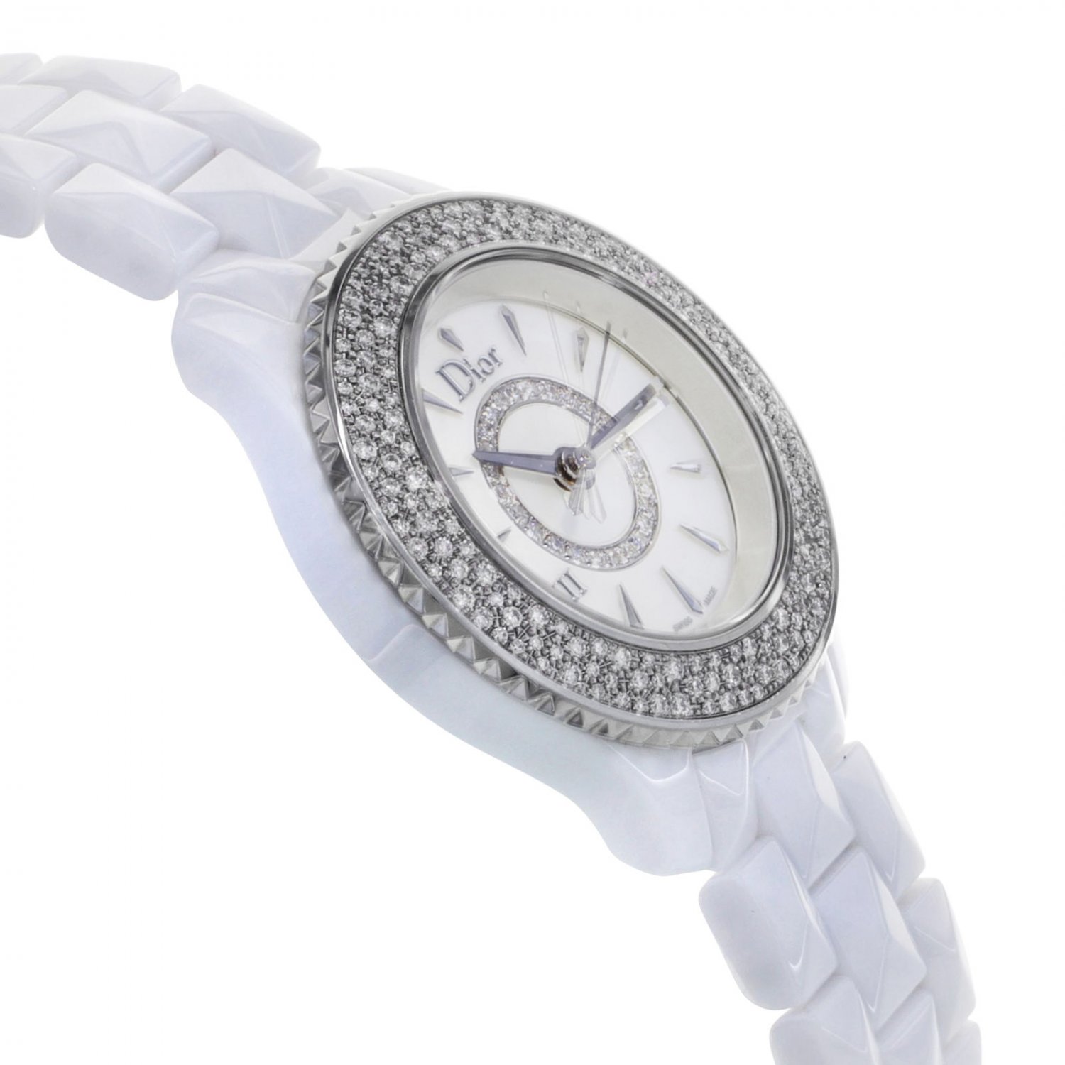 Christian Dior VIII White Ceramic Diamonds Quartz Ladies Watch CD1221E4C001