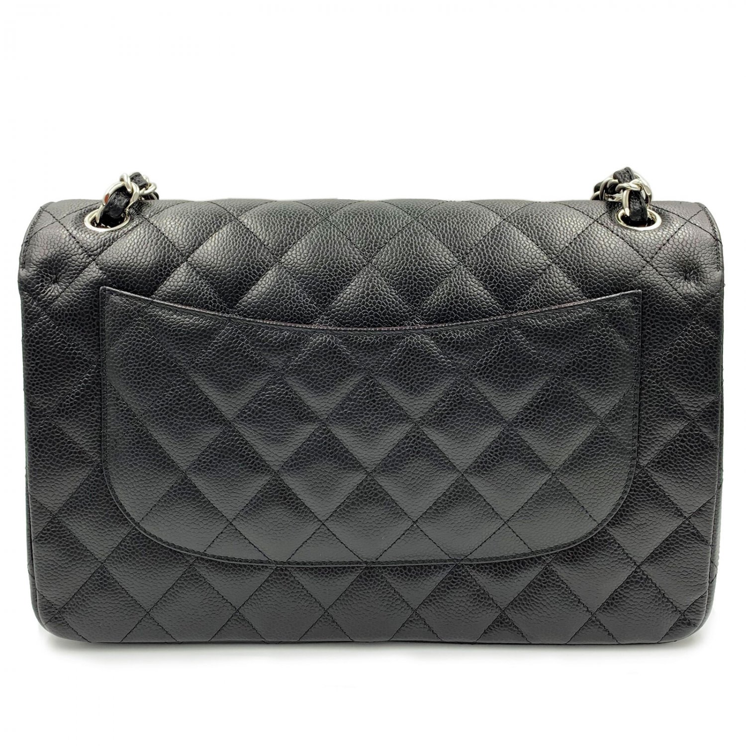 chanel jumbo black caviar silver hardware