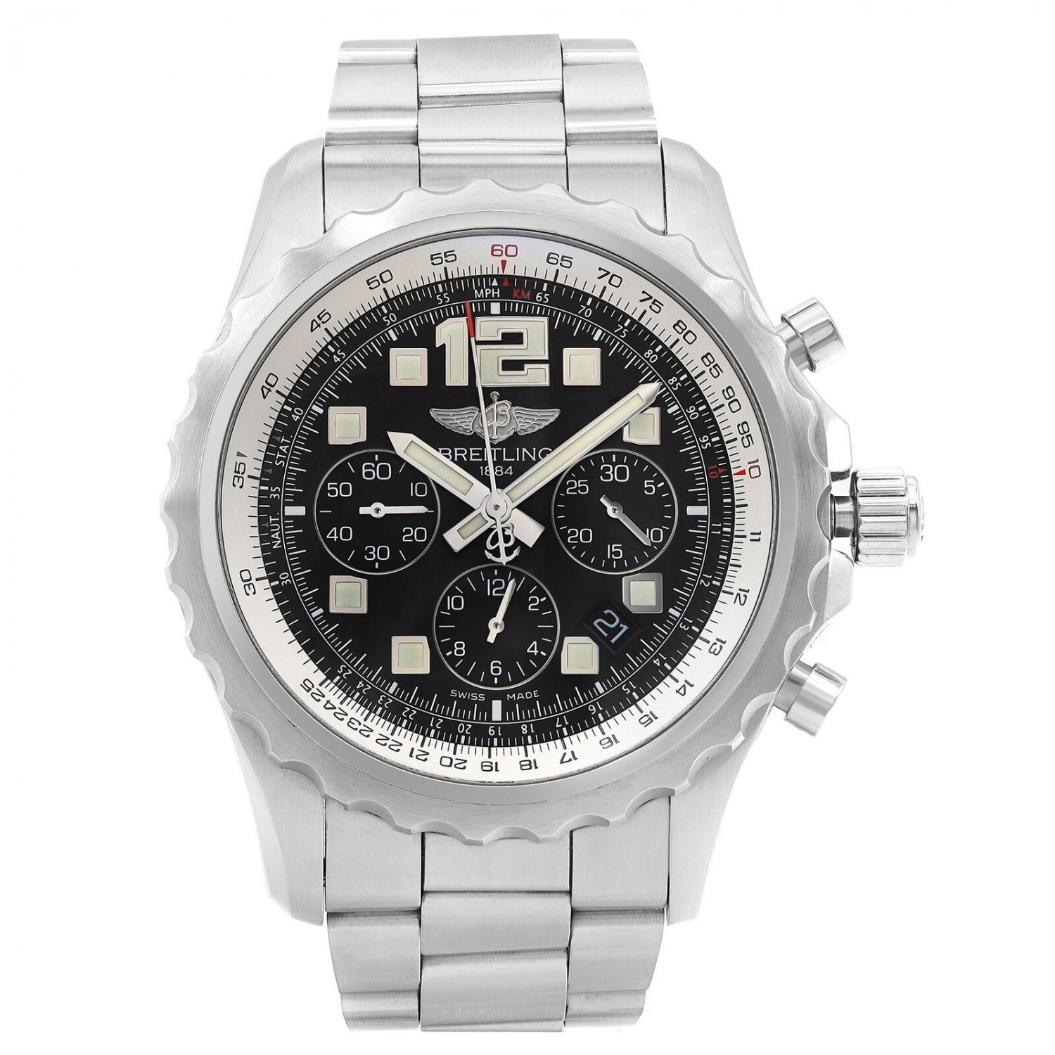 Breitling Chronospace 46mm Steel Black Dial Automatic Watch A2336035 ...