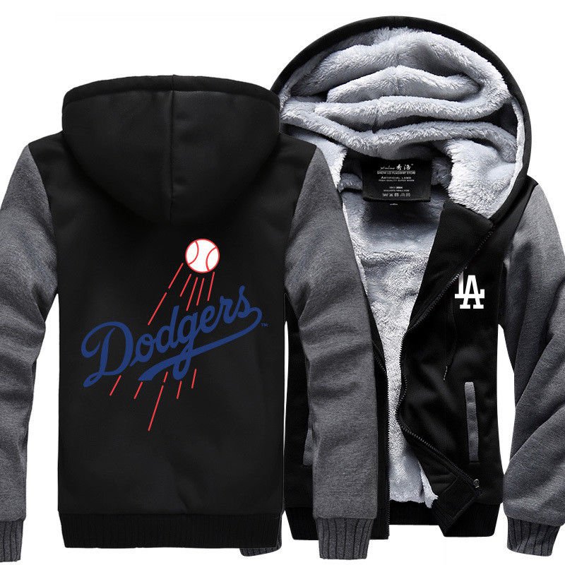 black dodgers zip up hoodie
