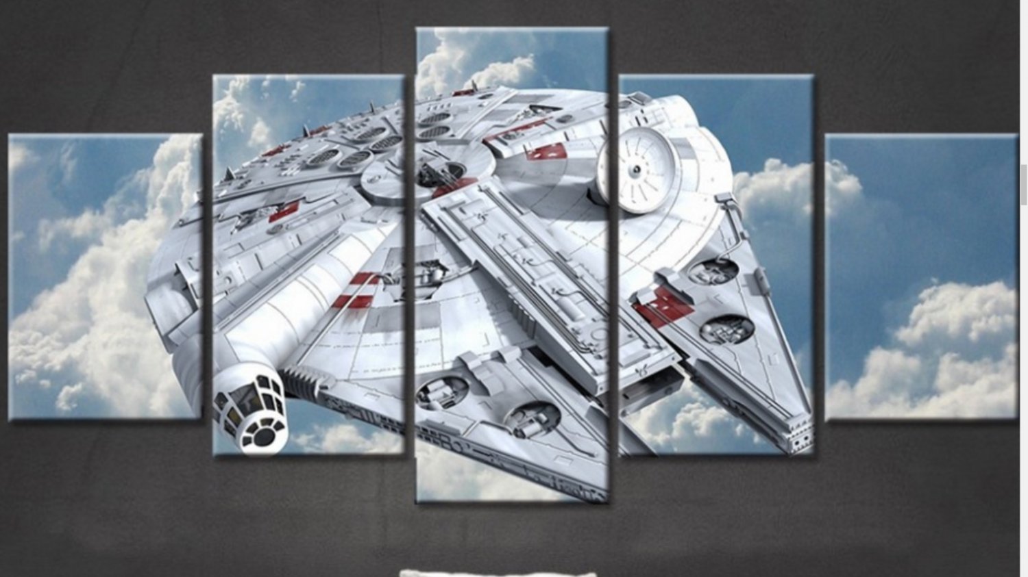 Large Framed Star Wars Millennium Falcon Cloud Canvas Print Home Decor Wall Art