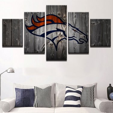 Large Framed Denver Broncos Football Barn Wood Look Print Home Decor