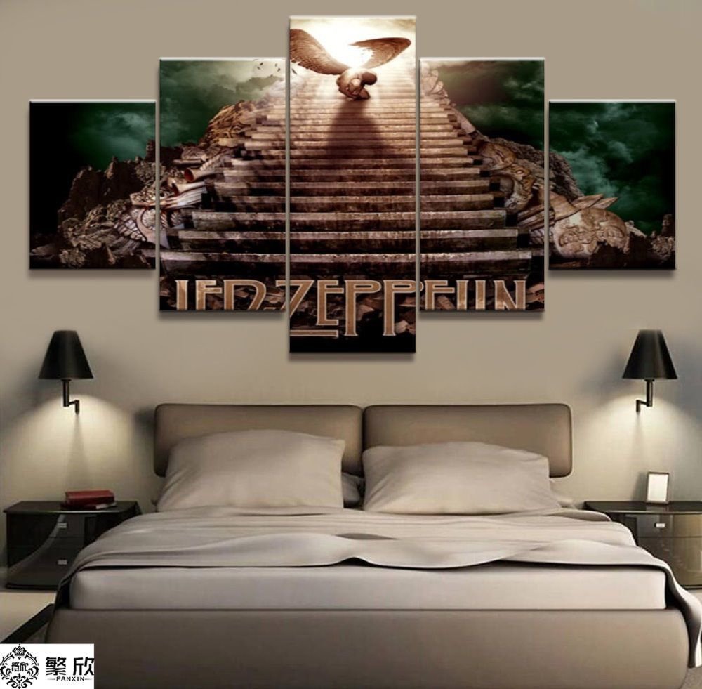 Large Framed Led Zeppelin Stairway Heaven Match Canvas Art Home Decor