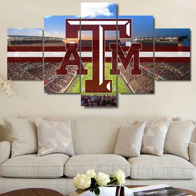 Large Framed Texas A&M Aggies Stadium Canvas Print Wall Art Home 5 Piece