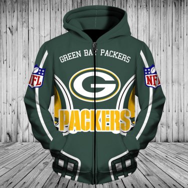 Green Bay Packers Hoodie Zip Up Sweater 