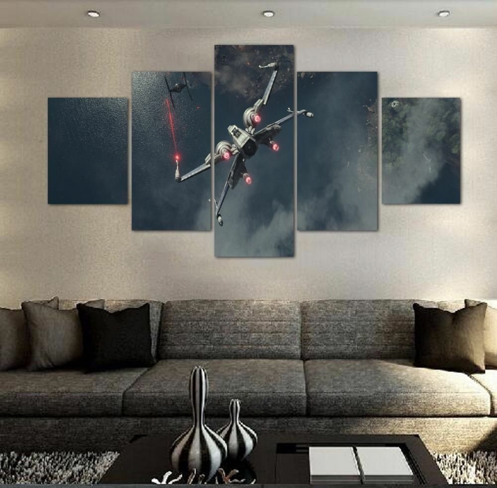 Star Destroyer Space SW Framed Canvas Five Piece Wall Art 5 Panel Home Decor 