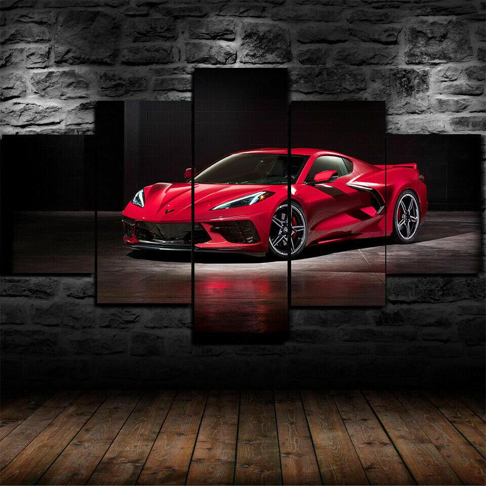 Framed Chevy Corvette Stingray Five Piece Canvas Multi Panel Home Decor Art 5