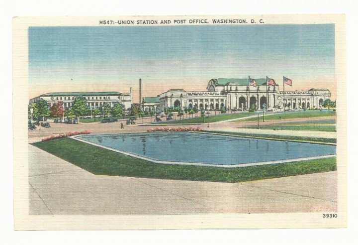 Vintage Postcard Union Station and Post Office, Washington, D. C.