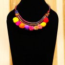 Handmade Artificial Necklace Multi Color Pom - Pom