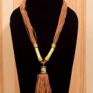 Handmade Artificial Necklace Black Bean, Gray Violet And Golden Color