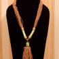 Handmade Artificial Necklace Black Bean, Gray Violet And Golden Color