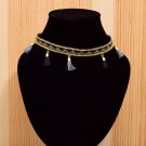 Handmade Artificial Necklace Black Bean, Gray Violet And Golden Color