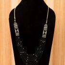 Handmade Artificial Necklace Jet Black And Gardenia Color