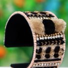 Handmade Artificial Bracelet Jet Black And Cream Pink Color