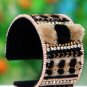 Handmade Artificial Bracelet Jet Black And Cream Pink Color