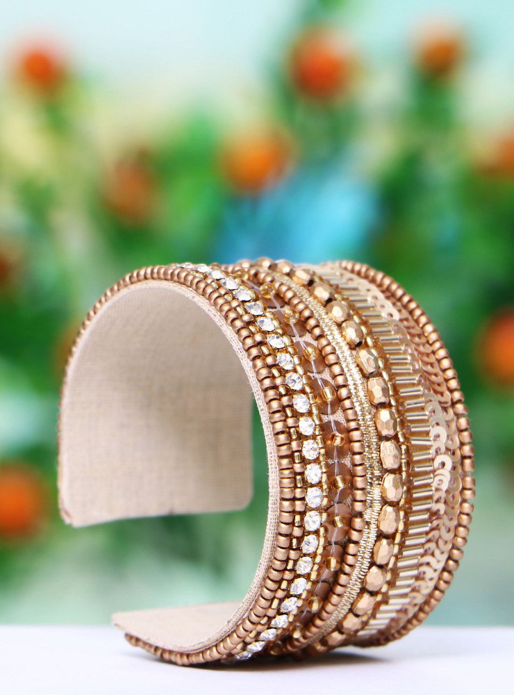 Handmade Artificial Bracelet Golden Nugget Color
