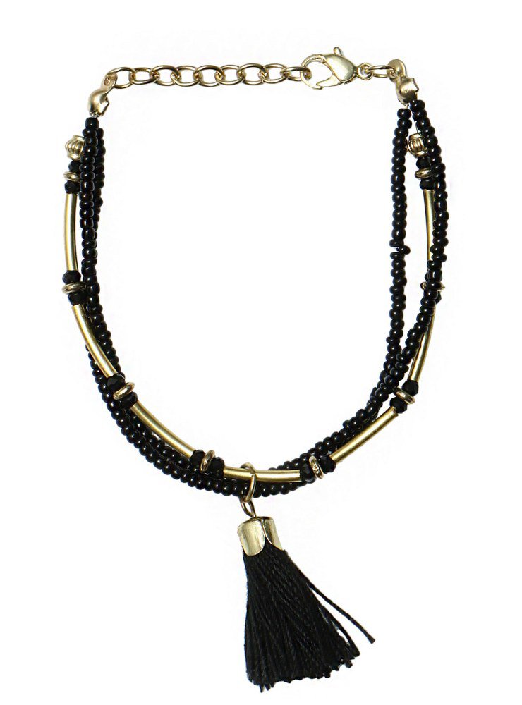 Handmade Artificial Bracelet Black Bean And Banana Crepe Color