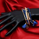 Handmade Artificial Bracelet Princess Blue And Italian Straw Color