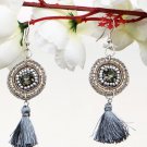 Handmade Artificial Earrings Frost Gray Color