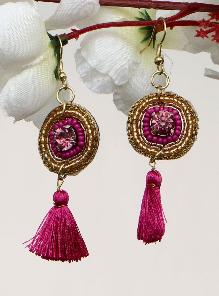 Handmade Artificial Earrings Cabaret Color