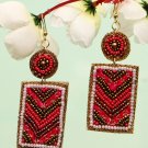 Handmade Artificial Earrings Aurora Red, Bright White And Old Gold Color
