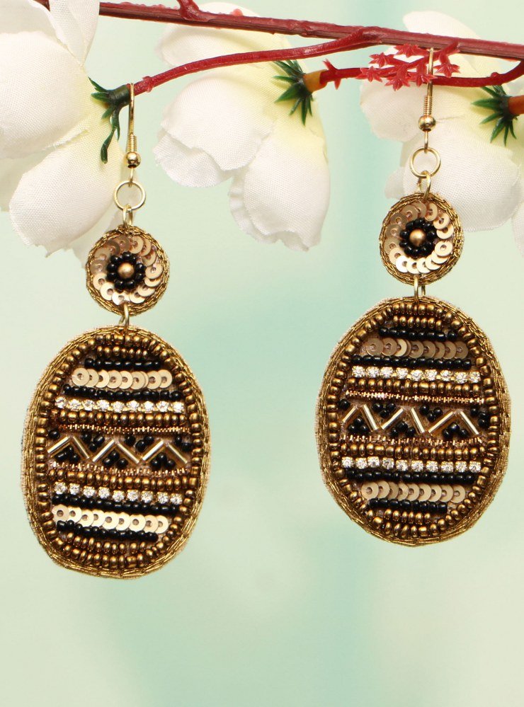 Handmade Artificial Earrings Moonless Night And Golden Color