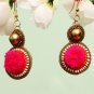 Handmade Artificial Earrings Magenta And Snow White Color