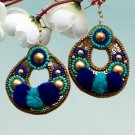 Handmade Artificial Earrings Sky Blue And Imperial Blue Color