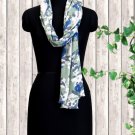 Viscose Stole White And Blue Color