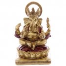 Gold and Red Ganesh Sitting 14cm Ganesha Idol