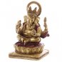 Gold and Red Ganesh Sitting 14cm Ganesha Idol