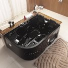 Two Person Jetted Massage Hydrotherapy Black Corner Tub, with Bluetooth - Model 52AB