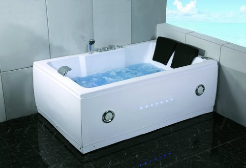 Two Person Jetted Massage Hydrotherapy Bathtub Tub, with Bluetooth & Inline Water Heater (RIGHT)